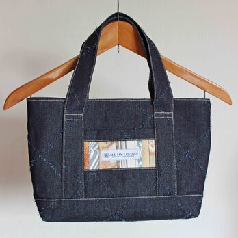 博多織定番トートバッグM 　インディゴブルーチェック(TB-07)