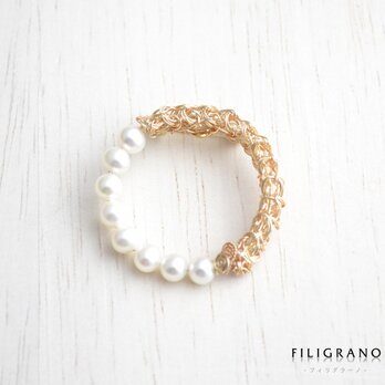 crevette 01 ブローチ（淡水パール・ホワイト）