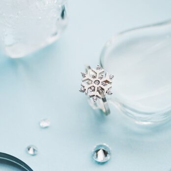 雪の結晶 リング シルバー925の画像
