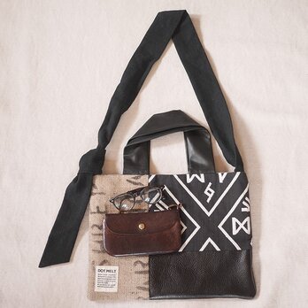 Coffee beans sackpatchwork totebag <M>の画像