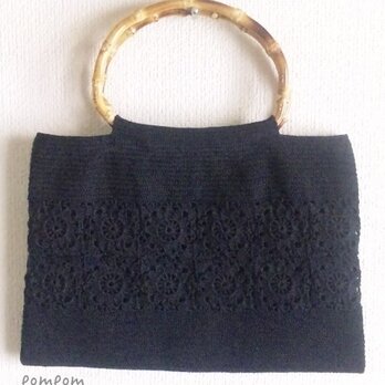 petanko-bag（お花／ブラック）の画像