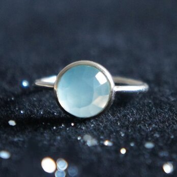 K10 Gold◆オーシャンブルーカルセドニー・ベゼルセッティング・リング ~june~