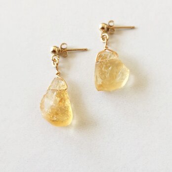 【14KGF】はちみつシトリンのシンプルなピアス