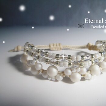 Pearl & Swarovski bracelet -Eternal snow-の画像