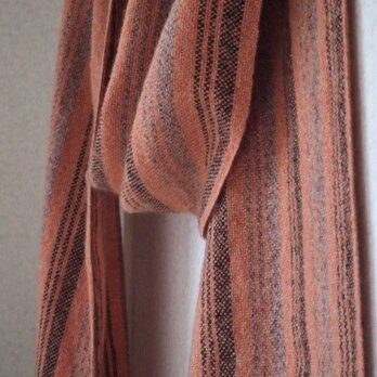 手織りカシミアマフラー・・ツインズ・オレンジの画像