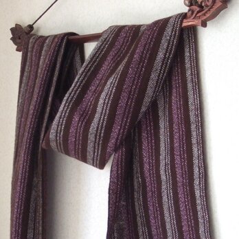手織りカシミアマフラー・・ツインズ・パープルの画像