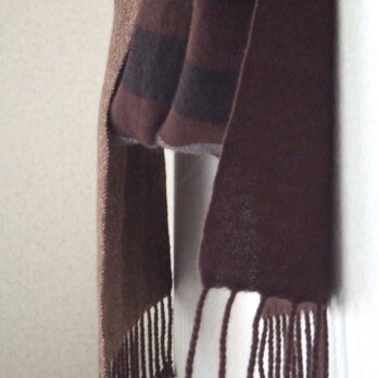 手織りカシミアマフラー・・ビターチョコの画像
