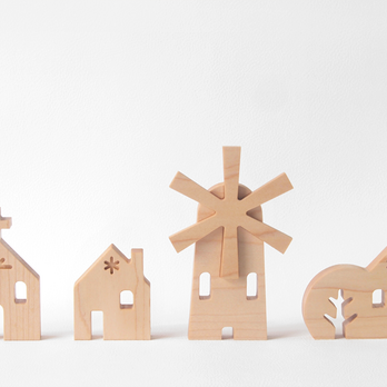 風車のある村（北欧インテリア木置物ウォールシェルフ新居引越し新築祝い家新生活リラックス癒し）