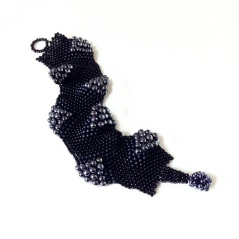 《SALE》ビーズブレスレット - wavy black beads braceletの画像