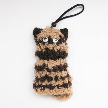 キーケース ねこ ブラウンxダークブラウン