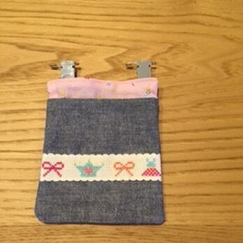 バレエのこだわり手刺繍が入った移動ポケットの画像