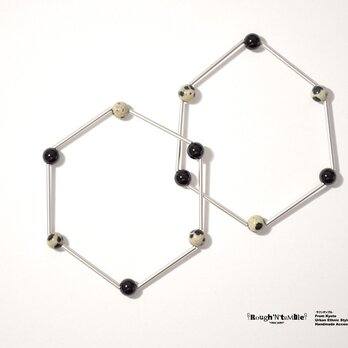 Hexagon bracelet silver×dalmatianの画像