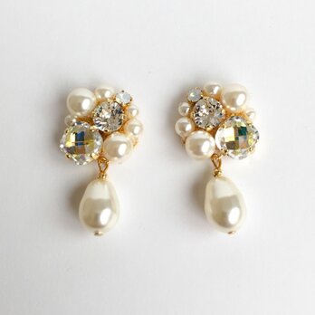 Crystal pearl & Swarovski pierce (earring)の画像