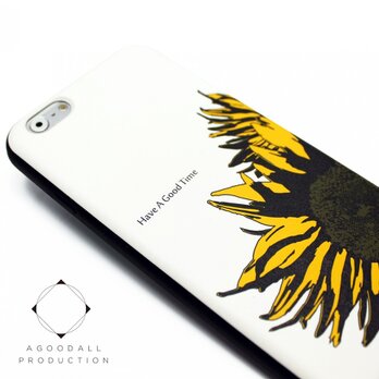 iphone6plus / iphone6splusケース（5.5寸用）レザーケースカバー（オフホワイト）ひまわり向日葵の画像