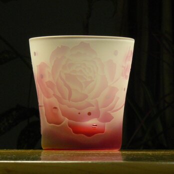 大輪のバラ ロックグラス　ピンク　（1個）の画像