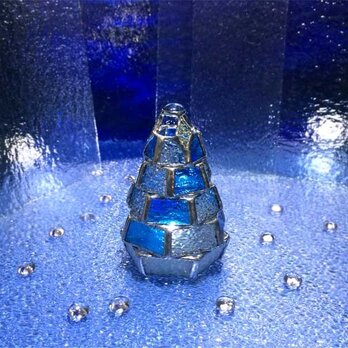 【小さなもみの木ランプ／樹氷ver.】ステンドグラス・ミニランプ（LEDライト付） クリスマスの画像