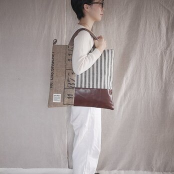 Coffee beans  sackpatchwork totebag <L>の画像