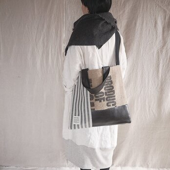 Coffee beans sackpatchwork totebag <L>の画像