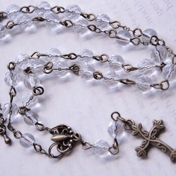 オーダー☆本水晶のロザリオネックレスとイヤリングセット