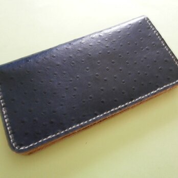 牛革オーストリッチ型押し　手縫い財布の画像