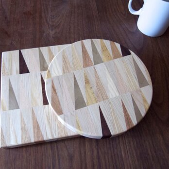 寄木カッティングボード　丸
