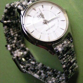 ビーズ織の時計ベルト（12mm）ストーン柄　ベルトのみ　の画像
