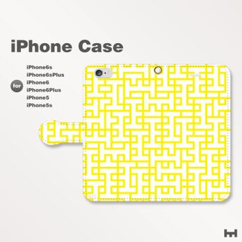 iPhone7/7Plus/SE/6s/6sPlus他　スマホケース　手帳型　北欧-ブランドロゴ　イエロー黄1702の画像