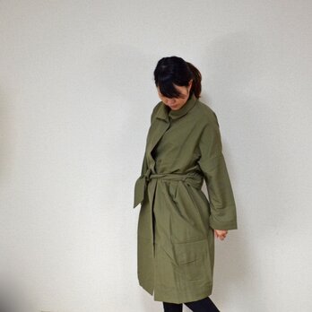 風よけコート　ベルトつき・カーキ           ..3622