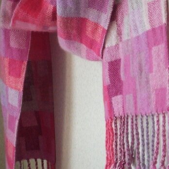 「Sさまご依頼品」手織りカシミアマフラー・・サマーピンクの画像