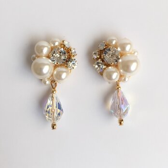 Crystal pearl & Swarovski pierce (earring)の画像