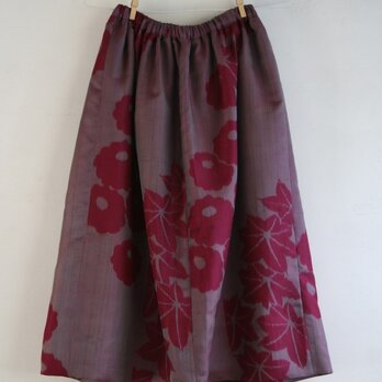 赤紫　交織　ギャザースカート　Ｆサイズの画像