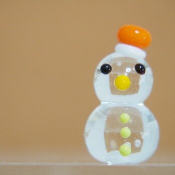 クリア雪だるまのミニミニオブジェ　オレンジぼうしの画像