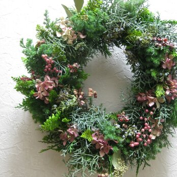 green Xmas-wreath-pinkの画像