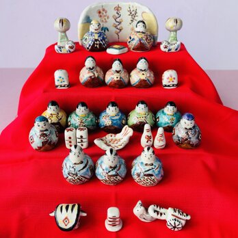 本焼陶器 豆雛15人飾りセット