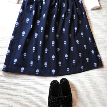 どくろの久留米絣のスカート（濃紺）の画像