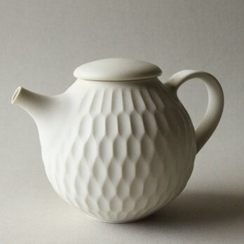 しのぎティーポット　クリームホワイト