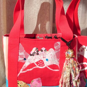赤富士ミニトートバッグ タッセル付きの画像