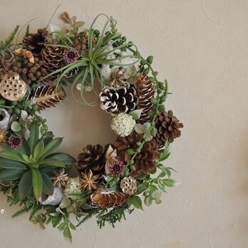 green　necklace &　succulents：cool　green　wreathの画像