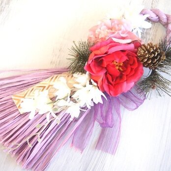 SOLD　OUT　お花が可愛いお正月飾りループ＊オールドローズの画像