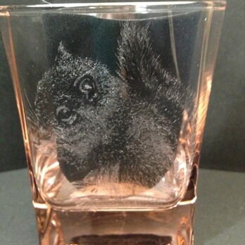 エゾリスとドングリのグラスの画像