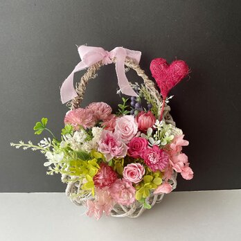 プレゼント♡プリザーブドフラワーのハンギングバスケットの画像
