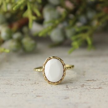 ホワイトアゲート　オーバルカットリング