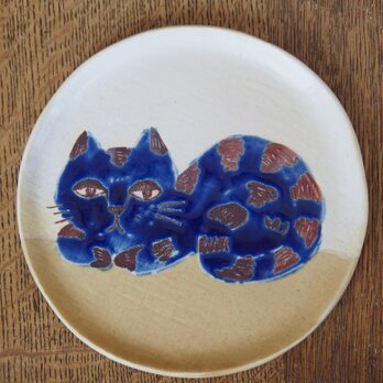 眠い青猫の中皿の画像