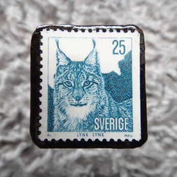 スウェーデン　リンクス切手ブローチ 557の画像