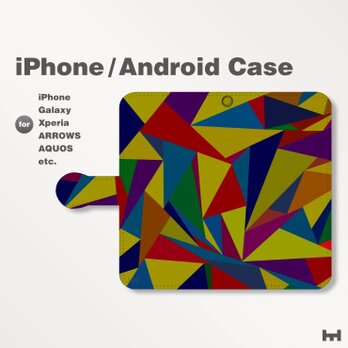 iPhone7/7Plus/Android全機種対応　スマホケース　手帳型　北欧風-三角　シック　0202の画像