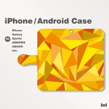 iPhone7/7Plus/Android全機種対応　スマホケース　手帳型　北欧風-三角　オレンジ-橙　0207の画像