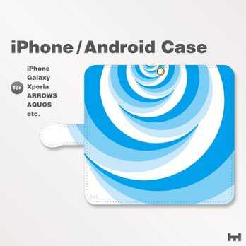 iPhone7/7Plus/Android全機種対応　スマホケース　手帳型　北欧風-花-薔薇-ばら-バラ　ブルー-青　2801の画像