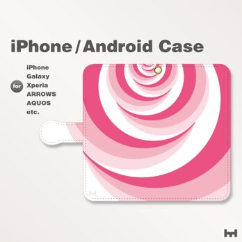 iPhone7/7Plus/Android全機種対応　スマホケース　手帳型　北欧風-花-薔薇-ばら-バラ　ピンク-桃　2803の画像