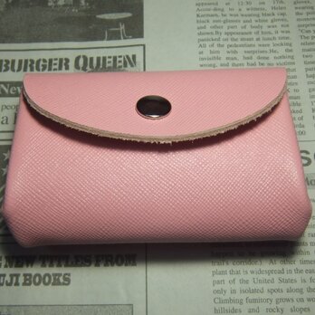 再販　アコーディオン♪小銭入れ　（レノマ型押し　ピンク）