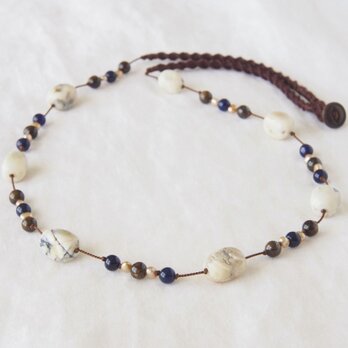 アフリカンオパールのネックレス（Brown×Navy）